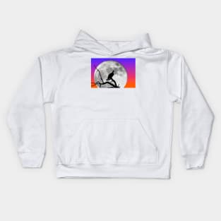 Vulture Silhouetted Against Supermoon Kids Hoodie